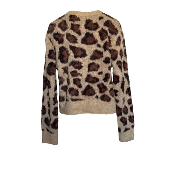 Zara Faux Fur Animal Print Jacquard Knit Cardigan Women’s Size S - Picture 5 of 12